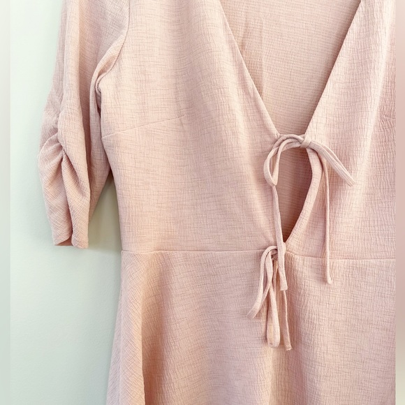 Topshop Tie-Front Peplum Top, Blush - Picture 2 of 4